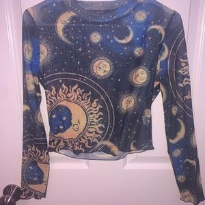 Sheer Blue Star and Moon Top